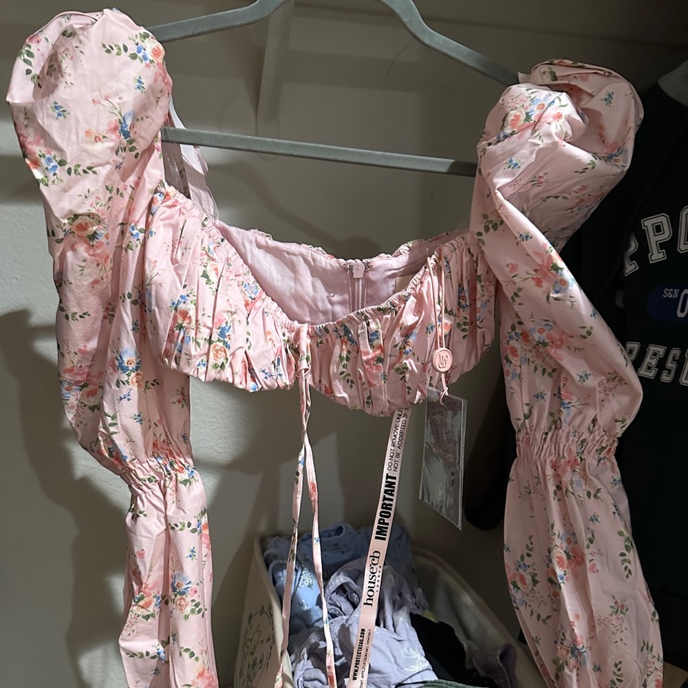 House of CB - Henrietta pink flower print top XS